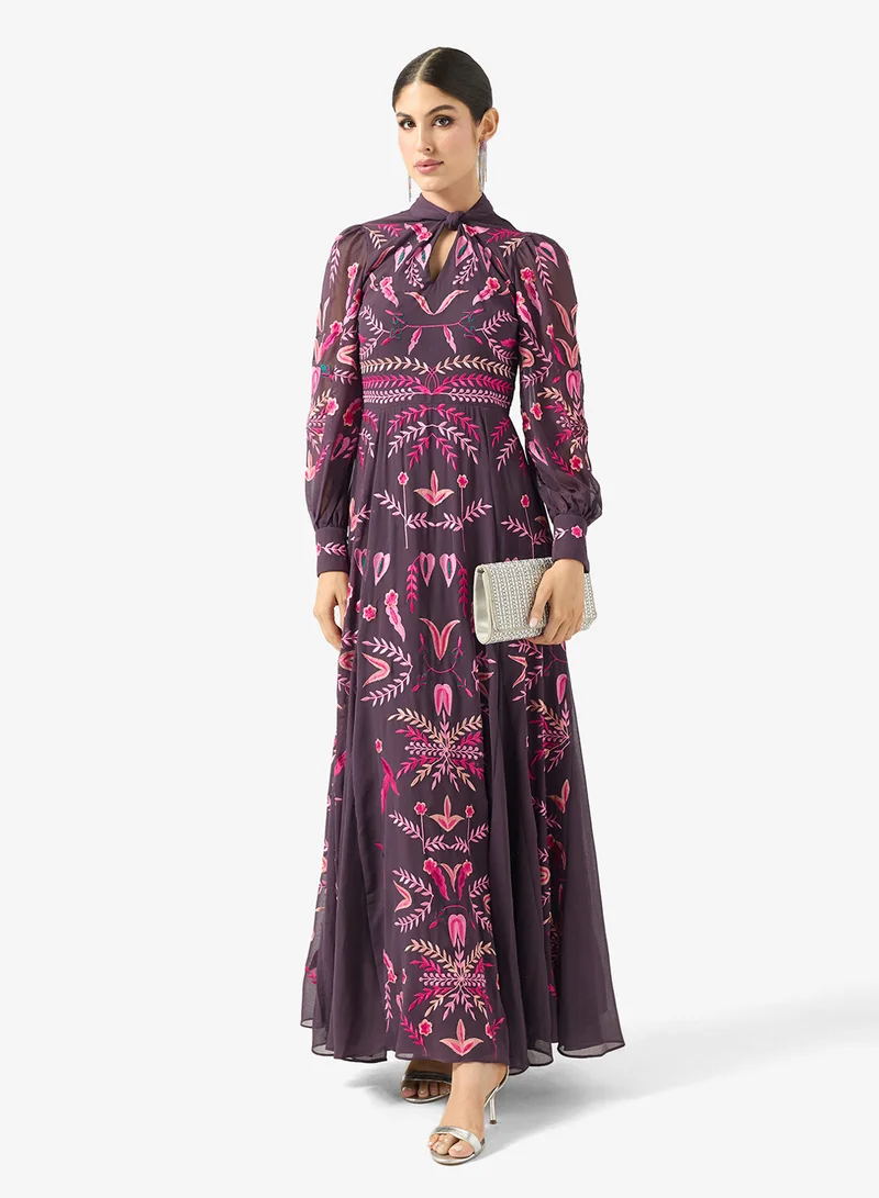 فروك اند فرل فستان ميدي شبكي مزخرف