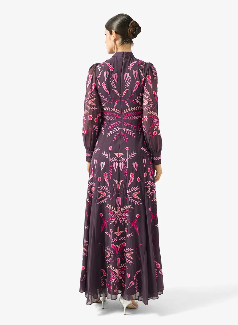 فروك اند فرل فستان ميدي شبكي مزخرف