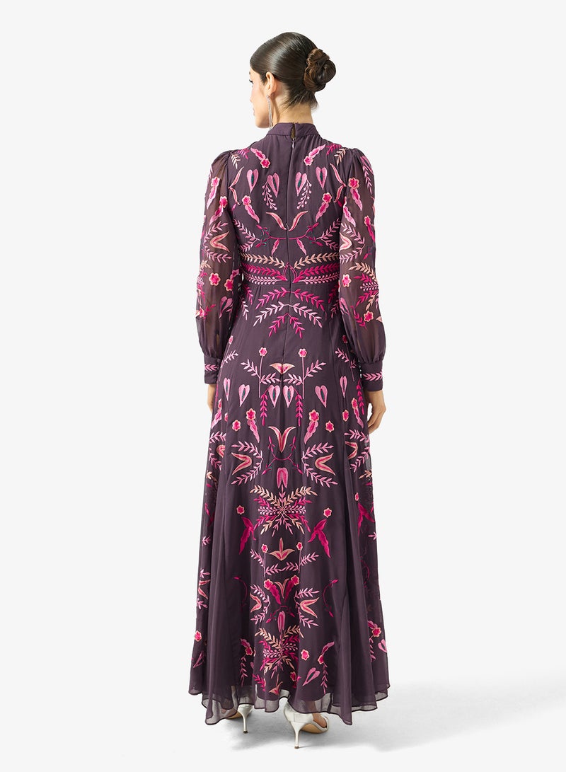 فروك اند فرل فستان ميدي شبكي مزخرف - Image 2