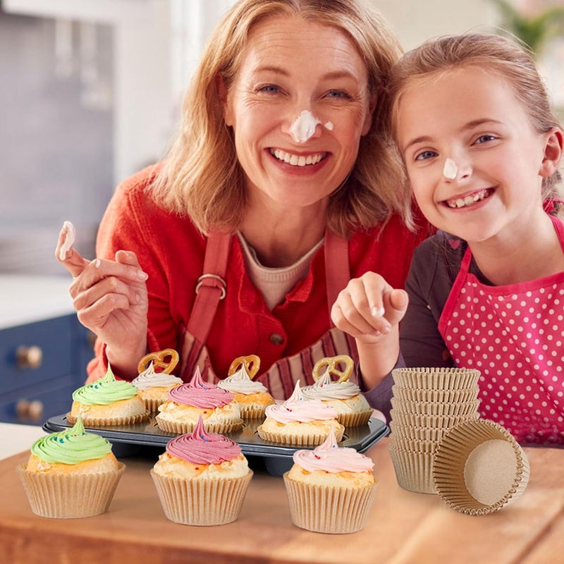 Caperci Standard Cupcake Muffin Liners for Baking 300 Pcs - Odorless Greaseproof Paper Muffin Baking Cups for Wedding Birthday Party Baby Shower Festivals (Natural) - Image 2