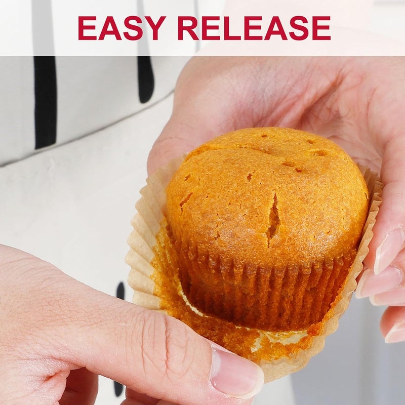 Caperci Standard Cupcake Muffin Liners for Baking 300 Pcs - Odorless Greaseproof Paper Muffin Baking Cups for Wedding Birthday Party Baby Shower Festivals (Natural) - Image 4