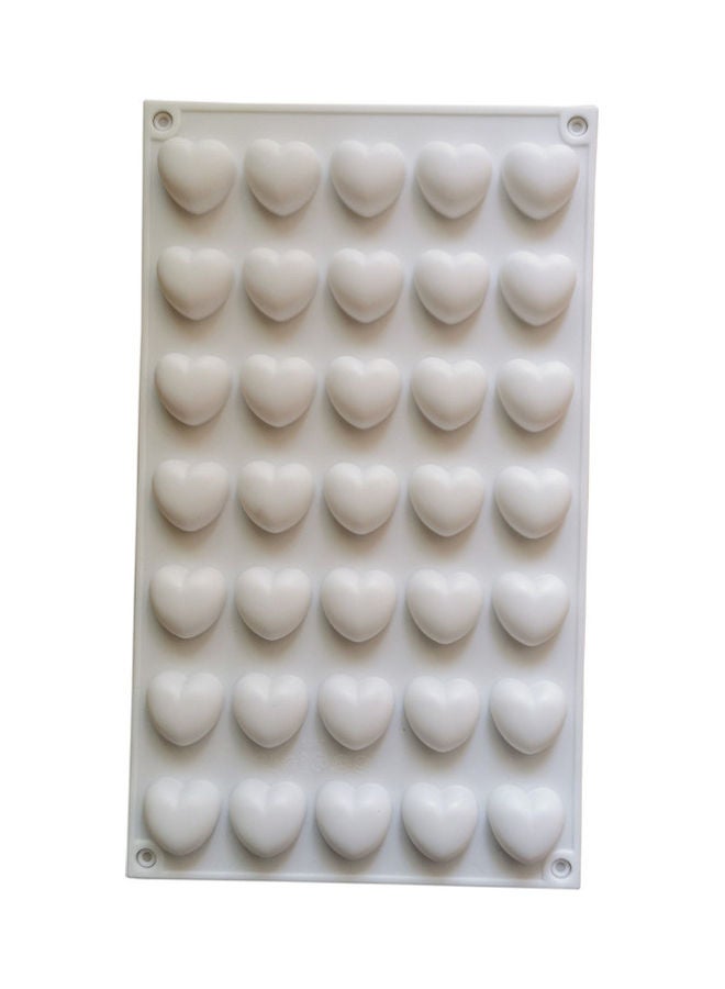 Loquat 35 Cells Love Heart Shaped Silicone Cake Mold White 30 x 17cm - Image 1