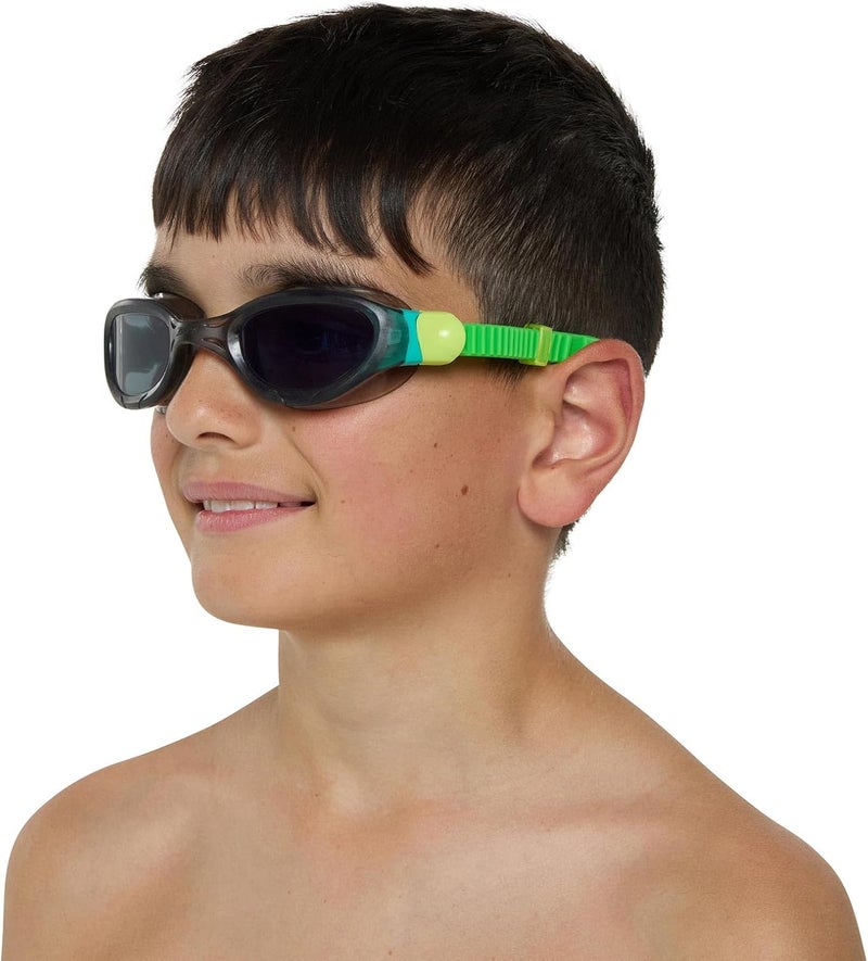 Zoggs Junior Phantom 2.0 Anti-Fog UV Protection Swimming Goggles, Black/Green - Tinted Smoke Lens - Image 4