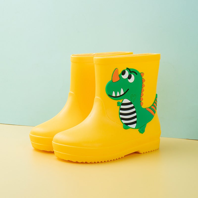Children'S Rain Boots Non-Slip Waterproof Boys' Rain Boots Kindergarten Water Shoes Girls' Children'S Lightweight Drawstring Fleece-Lined Detachable - Image 1