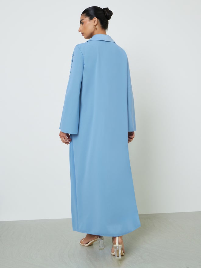 Styli Blue Slit Sleeve Jalabiya with Button Detail - Image 4