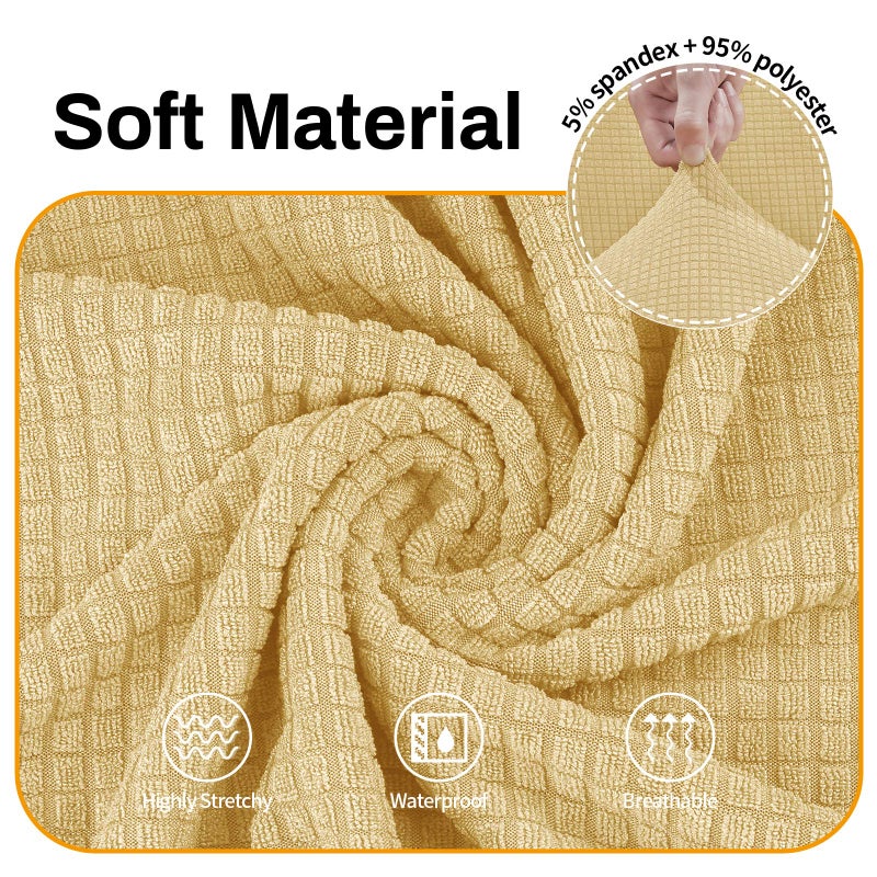 Asnomy Couch Covers for 3 Cushion Couch Stretch Sofa Covers Slipcovers, Pet Protector Furniture Covers for Dogs Cats Spandex Jacquard Fabric Small Checks ï¼ˆLargeï¼ŒChampagneï¼‰ - Image 3