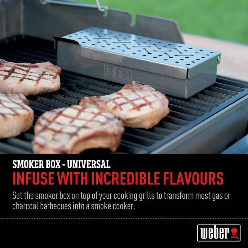 Weber Universal Stainless Steel Smoker Box,Steel,9.8" L x 4.5" W x 2" H,7576 Affordable fast purchase options - Image 2