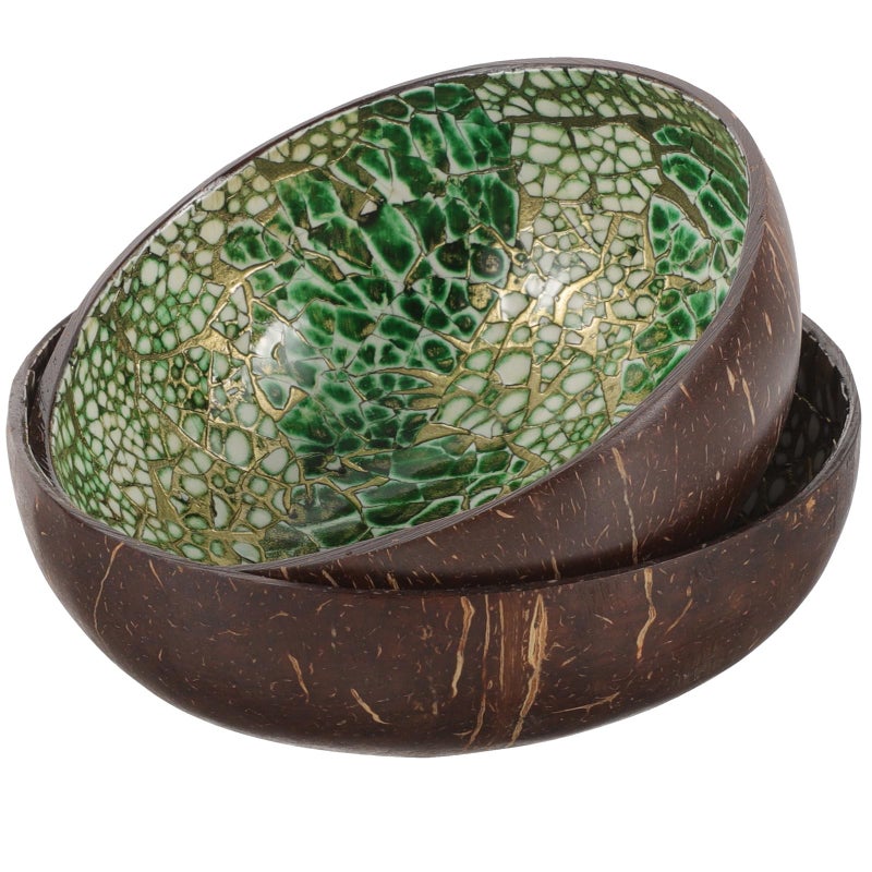 Natural Coconut Shell Bowls Set Of 2 Handcrafted Small Serving Bowls For Snacks Salad - Image 2