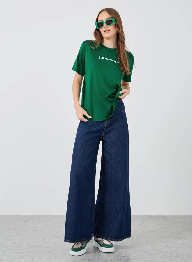 Take Two Take Two Slogan Print Oversize T-Shirt