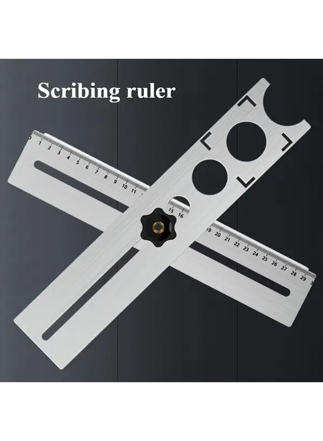 Adjustable Tile Hole Locator Tool Heavy Duty Metal Construction Precision Measuring Template Drilling Guide Multi Angle Positioning Durable Alloy Punch Instrument Ceramic Tile Installation Professional Projects Silvery - Image 2