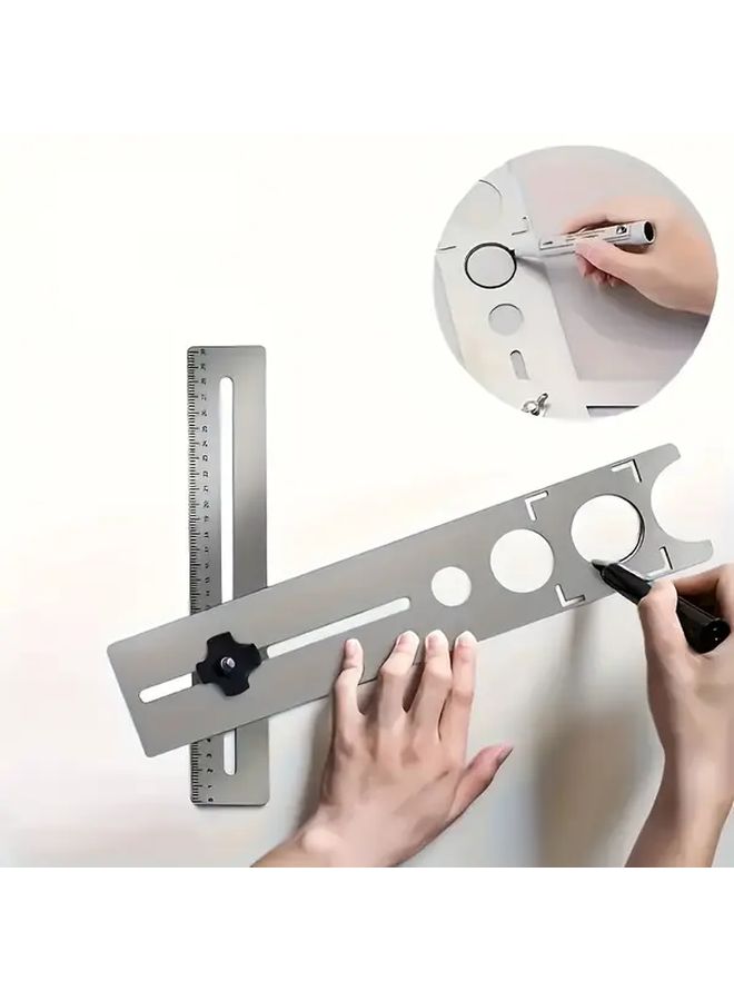 Adjustable Tile Hole Locator Tool Heavy Duty Metal Construction Precision Measuring Template Drilling Guide Multi Angle Positioning Durable Alloy Punch Instrument Ceramic Tile Installation Professional Projects Silvery - Image 5