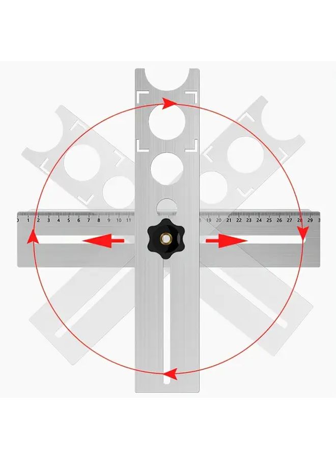 Adjustable Tile Hole Locator Tool Heavy Duty Metal Construction Precision Measuring Template Drilling Guide Multi Angle Positioning Durable Alloy Punch Instrument Ceramic Tile Installation Professional Projects Silvery - Image 4