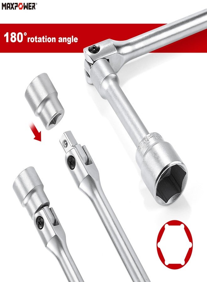 MAXPOWER 1/2" Drive Socket Wrench Set, 16-Piece, Including 13-Piece SAE Sockets, 1/2" Drive Breaker Bar, 1/2" Ratchet Wrench and Extension Bar - Image 5