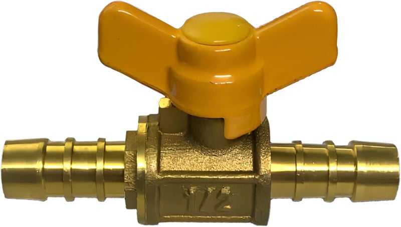 Dual-Port Shut-Off Brass Gas Clique With Butterfly Handle, 1/2 In, Corrosion Resistant, Compact 2.76 In / 70 Mm Length - Image 1