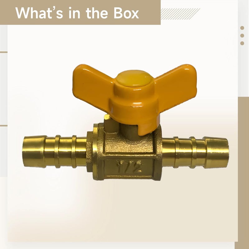 Dual-Port Shut-Off Brass Gas Clique With Butterfly Handle, 1/2 In, Corrosion Resistant, Compact 2.76 In / 70 Mm Length - Image 4
