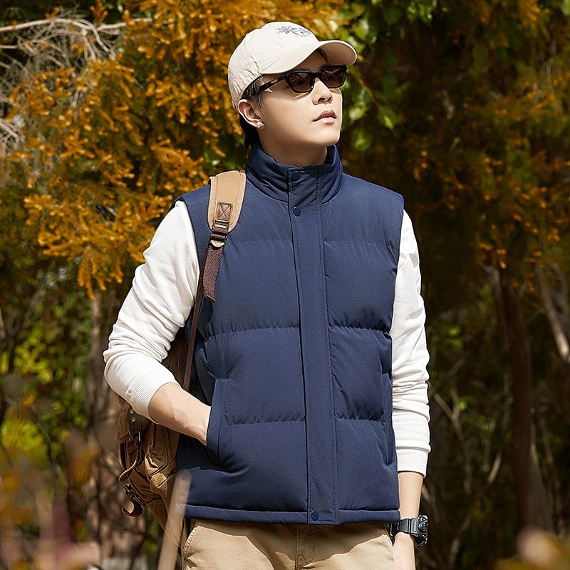 Cotton Waistcoat For Men And Women With Thickened Warm Stand Collar Waistcoat Solid Color Vest Casual Waistcoat Men'S Coat Factory - Image 3