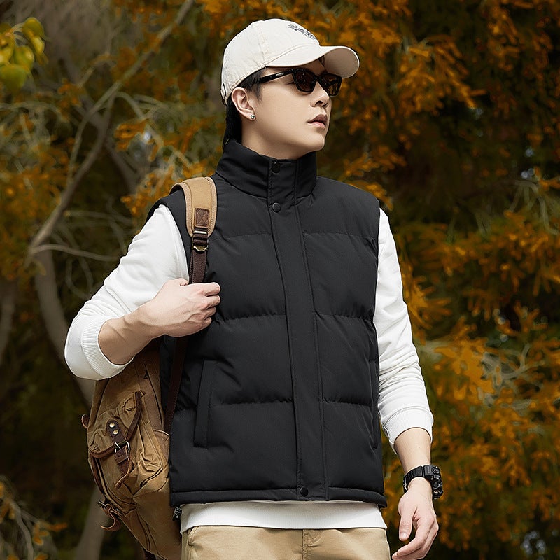 Cotton Waistcoat For Men And Women With Thickened Warm Stand Collar Waistcoat Solid Color Vest Casual Waistcoat Men'S Coat Factory - Image 2