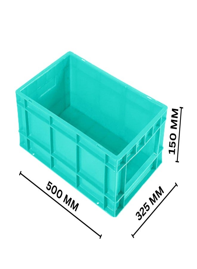 SINGHAL Plastic Crate 500x325x150 MM Light Green, Multipurpose Heavy Duty Portable Crates for storage Bin | Shelf Basket for Large Storage Bin | Vegetable, Fruit, Milk - Image 2