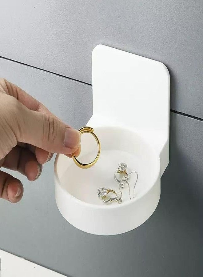 Ueeksry 2PCS Adhesive Plastic Round Floating Wall Shelf, Wall Mounted Cup Holder Shower Organizer Bottle Racks - Image 2