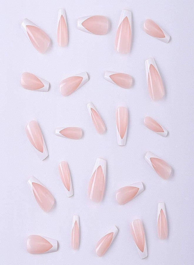 STORE 2508 Store2508 Press on French Nails Coffin Set 24 Pcs With Nail Glue & Nail Buffers - Image 4