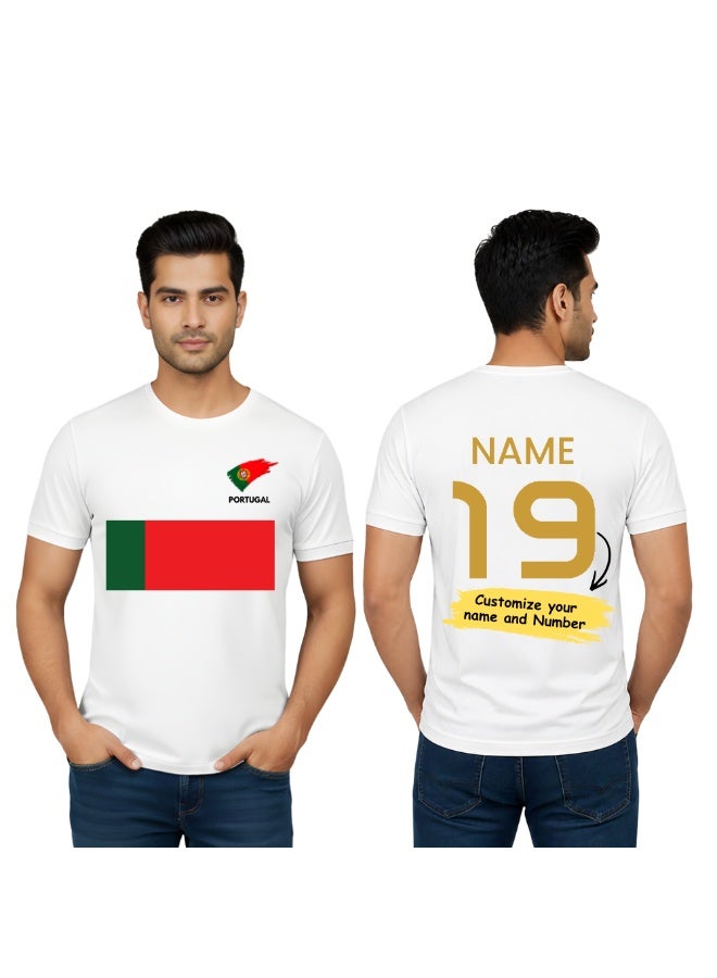 PRINTSHOP4ME Portugal FIFA World Cup Jersey Dry-Fit T-Shirt for Men | Customized Name Print on Back | Round Neck | Short Sleeve - Image 1