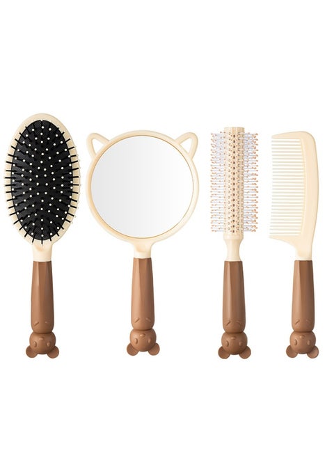 Cute Cartoon Soft and Adorable 4-Piece Set in Chocolate Color - Comb Included