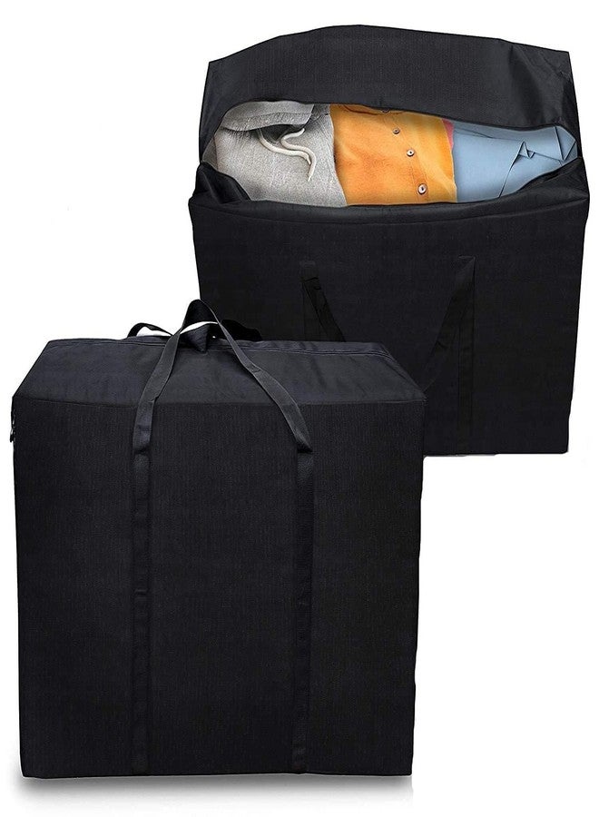 KINDRED 80 liter Nylon Multipurpose Large Storage Bag Toys- stationery- Blankets-Clothes Organizer Rectangular box with Zip and Handle. (pack of -2, Black) - Image 5