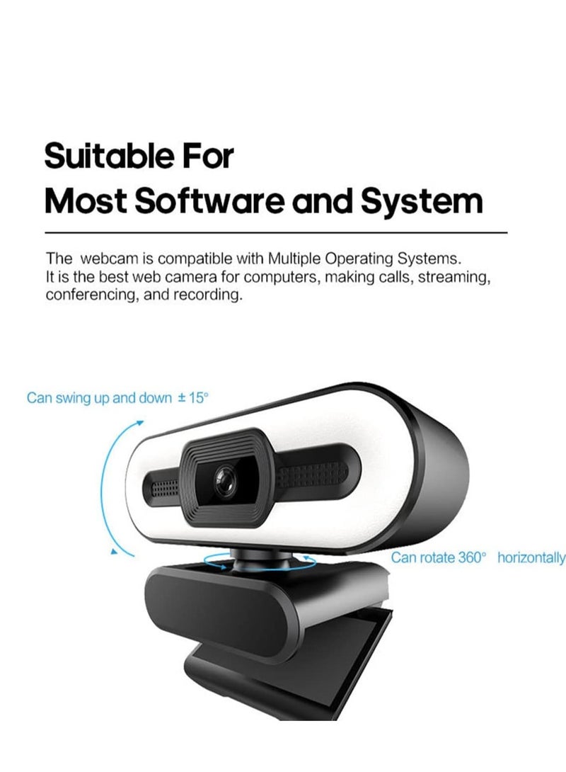 YUNSYE 4K Webcam, Web Camera with Microphone and Fill Light, HD Autofocus Computer Camera with Privacy Cover and Tripod Stand Streaming Webcam,Plug&Play USB Wbcam for Pc Laptop Desktop Video Calling - Image 4