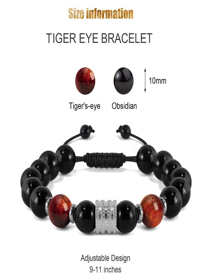 Hamoery Bracelets for Men Natural Tiger Eye Stone Beads Braided Rope Bracelet Gift for Dad Husband Brother(AlwaysRemember) - Image 2
