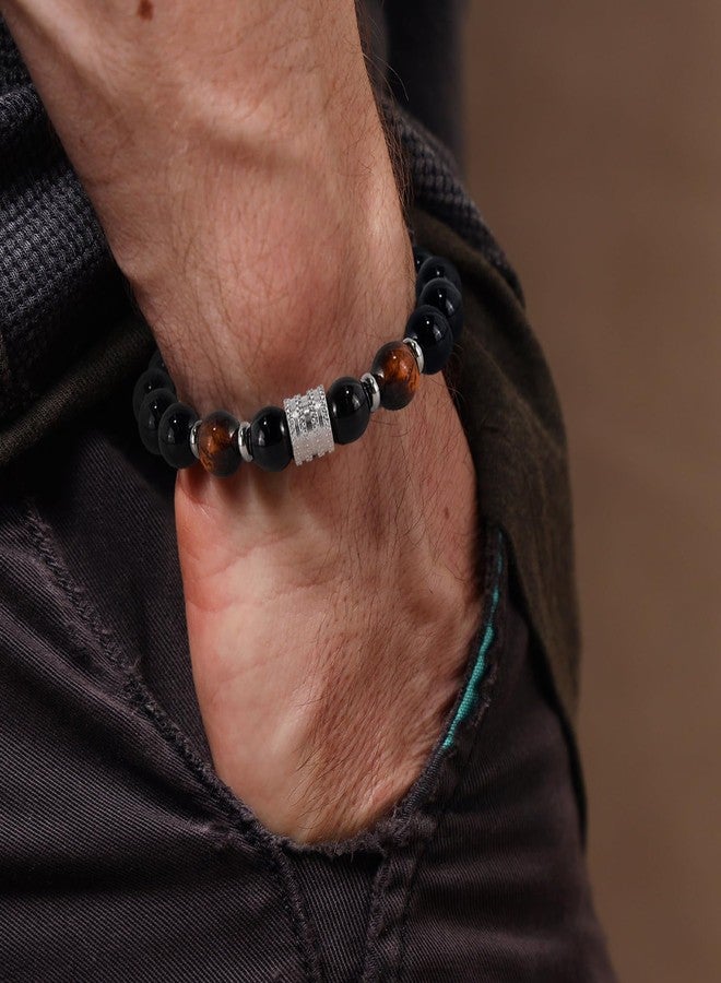 Hamoery Bracelets for Men Natural Tiger Eye Stone Beads Braided Rope Bracelet Gift for Dad Husband Brother(AlwaysRemember) - Image 3