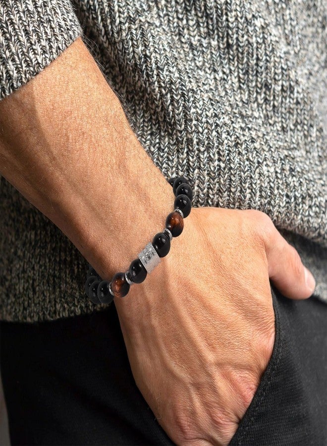 Hamoery Bracelets for Men Natural Tiger Eye Stone Beads Braided Rope Bracelet Gift for Dad Husband Brother(AlwaysRemember) - Image 5