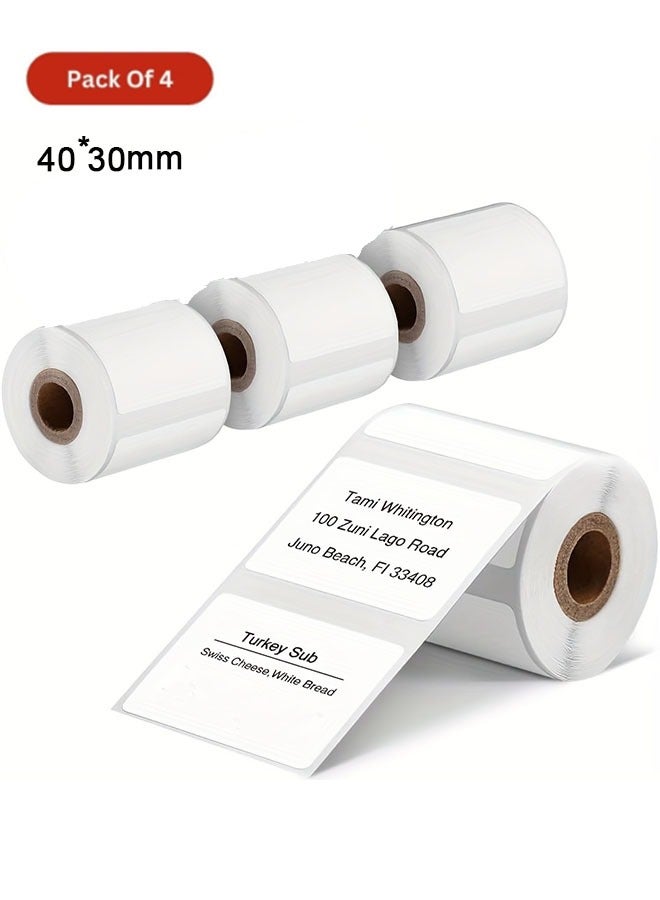فوميمو 4 علب من الملصقات الحرارية لطابعات M220، M120، M110، و M200، بحجم 40 مم × 30 مم، ملصقات ذاتية اللصق للأسعار والباركود - Image 1
