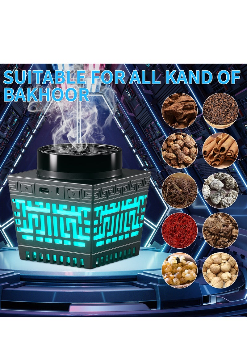 New Style - Hollow Design USB Type-C Electric Arabian Incense Burner Home Decoration with 16 Colored Lights Remote Control and Auto-Stop Bukhoor Incense Burner - Image 3