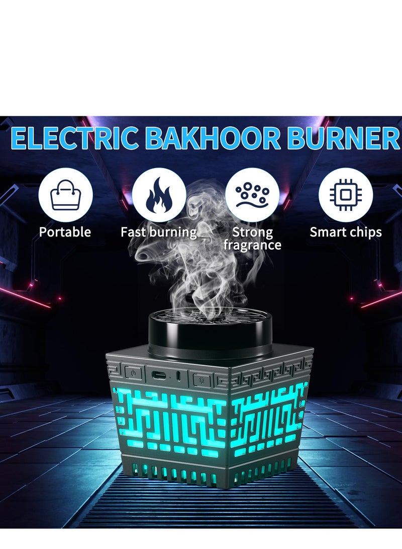 New Style - Hollow Design USB Type-C Electric Arabian Incense Burner Home Decoration with 16 Colored Lights Remote Control and Auto-Stop Bukhoor Incense Burner - Image 4