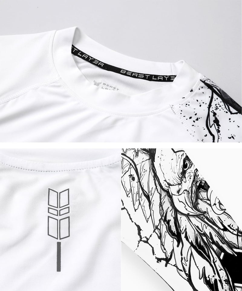 ADOREISM Long Sleeve Rash Guard for Men UPF 50+ Quick-Dry Compression Swim Shirt (White Eagle, S) - Image 5