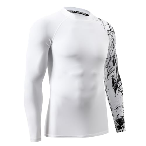 ADOREISM Long Sleeve Rash Guard for Men UPF 50+ Quick-Dry Compression Swim Shirt (White Eagle, S) - Image 3