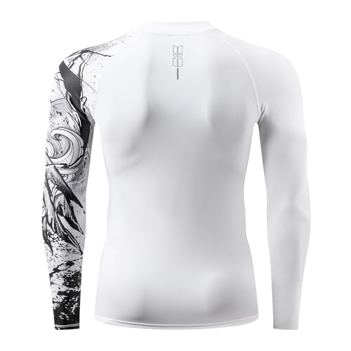 ADOREISM Long Sleeve Rash Guard for Men UPF 50+ Quick-Dry Compression Swim Shirt (White Eagle, S) - Image 4