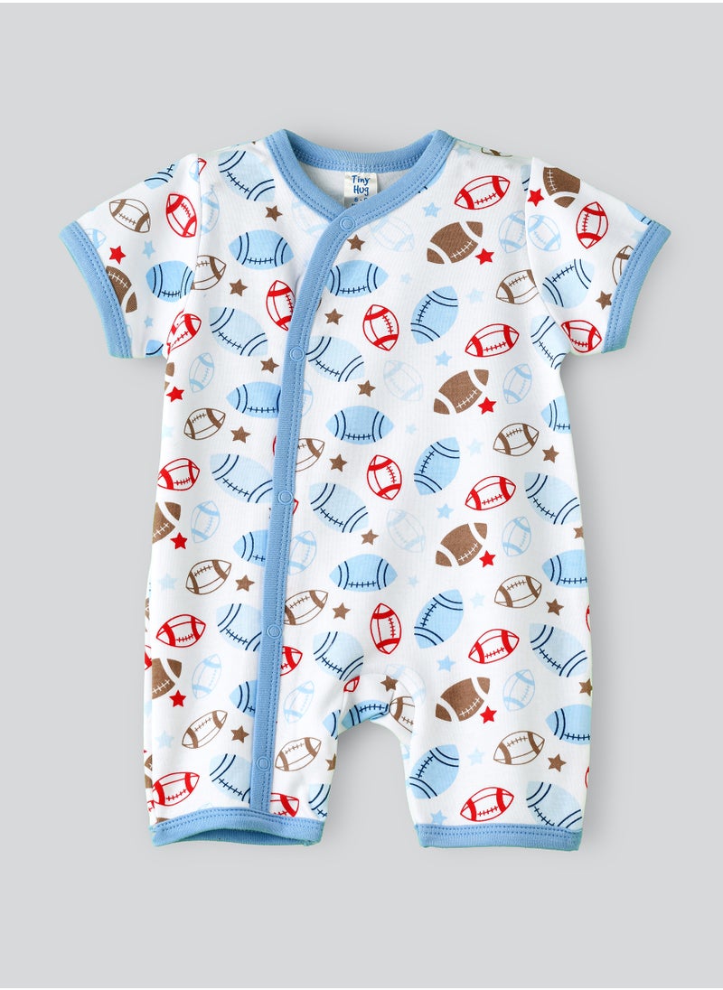 Tiny Hug - Baby Boy White Football Onesie - Image 1