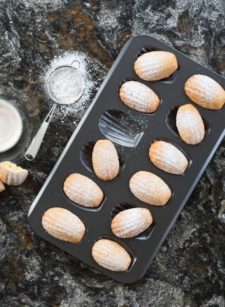 Non-stick coating shell cake pan mold making, thickened carbon steel 12pcs spherical scalloped madeleine cookie mold pans for oven baking Dim Sum mold 2pcs set - Image 2
