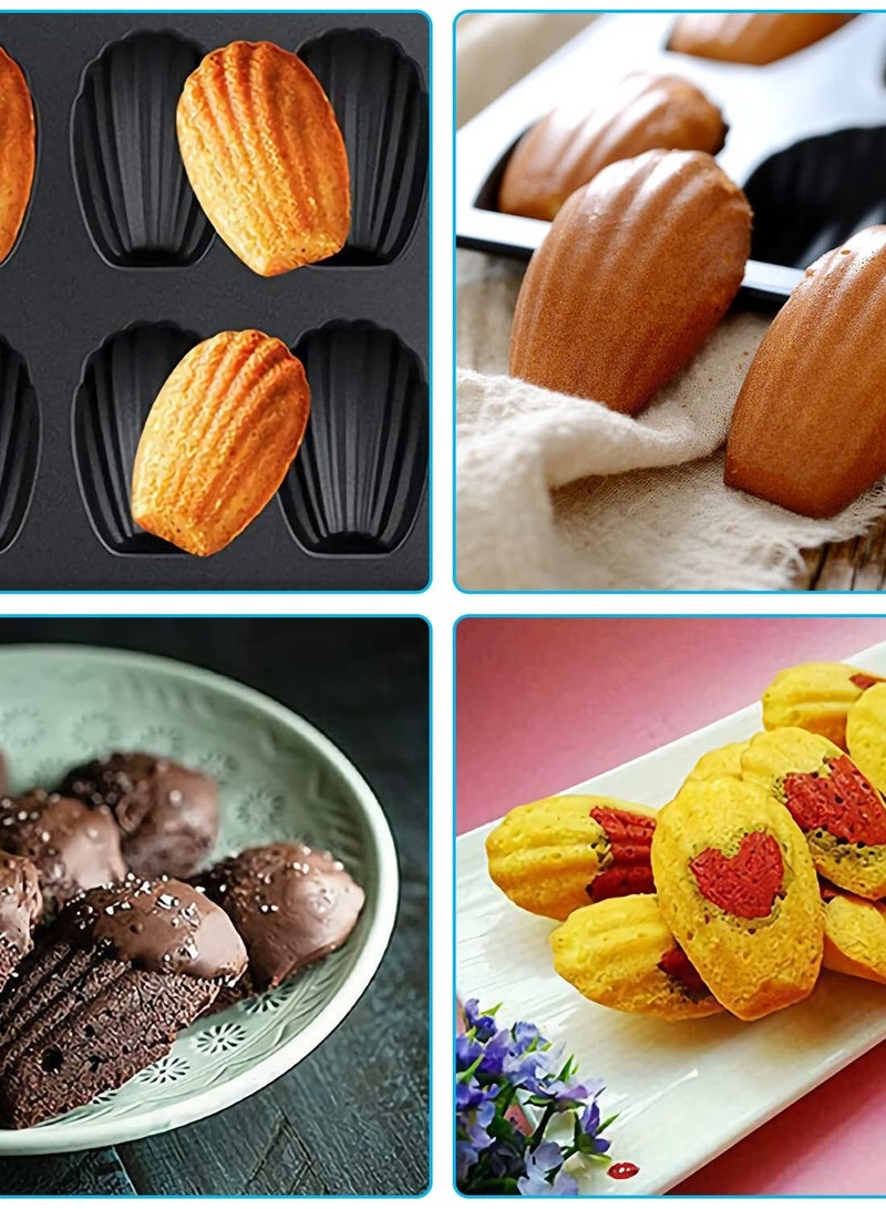 Non-stick coating shell cake pan mold making, thickened carbon steel 12pcs spherical scalloped madeleine cookie mold pans for oven baking Dim Sum mold 2pcs set - Image 5