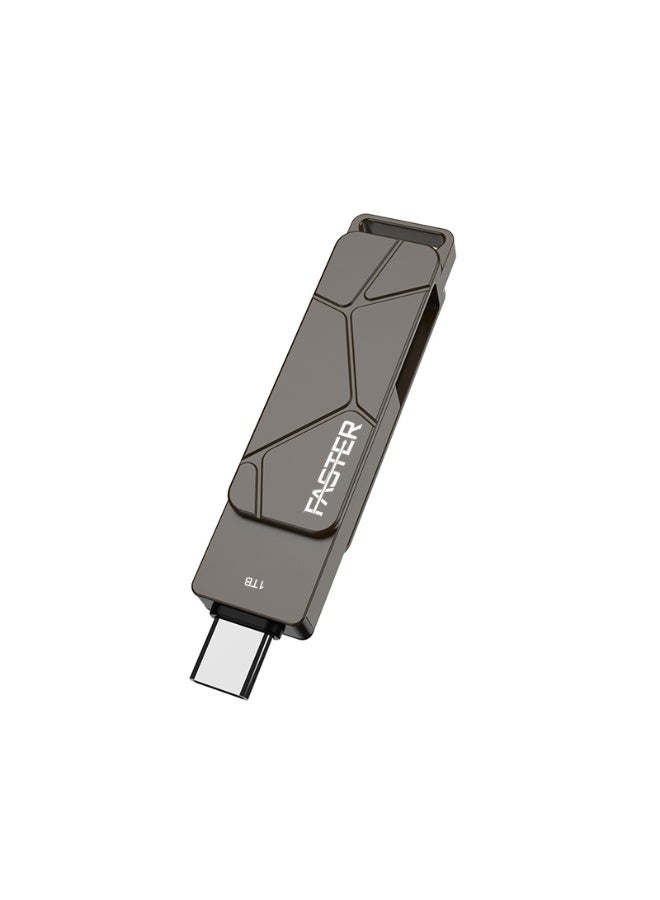Faster 1TB Dual OTG USB Type-C Flash Drive - 2 in 1 USB 3.1 Pendrive with Metal Body - High Speed Jump Drive Memory Stick with Keychain - Transfer Speed Up to 100 Mbps - For Laptop, Mobile, Smart TV, Car, Speaker  - Image 3
