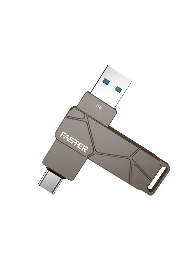 Faster 1TB Dual OTG USB Type-C Flash Drive - 2 in 1 USB 3.1 Pendrive with Metal Body - High Speed Jump Drive Memory Stick with Keychain - Transfer Speed Up to 100 Mbps - For Laptop, Mobile, Smart TV, Car, Speaker  - Image 1