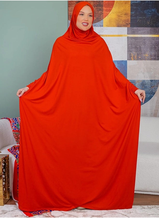 زمرد ثوب صلاة بحريني - ساده عملي مع غطاء الرأس من زمرد فاشون  - Image 3