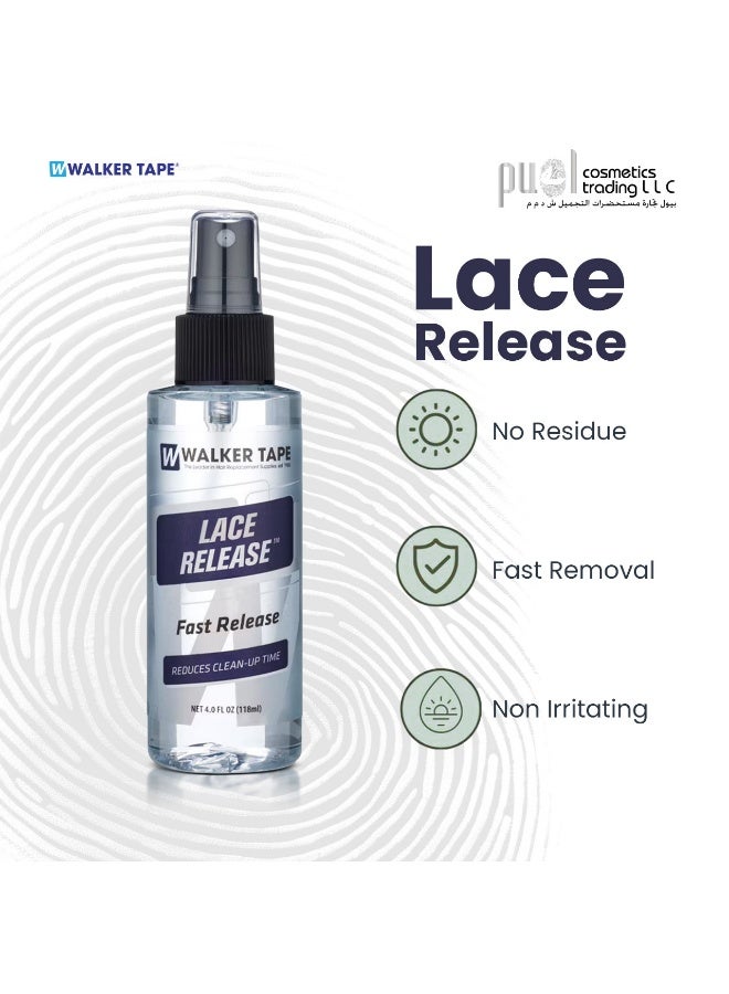 Walker Tape® Lace Release Adhesive Remover 4oz – Alcohol-Based Hair System Cleaner for Wigs, Toupees & Mesh Systems – Gentle on Skin, Residue-Free Removal, Professional Wig Care Solution – Safely Removes Lace Wig Tape Adhesive from Delicate Hairpieces & Hair Extensions, Wig Glue Remover Spray - Image 3