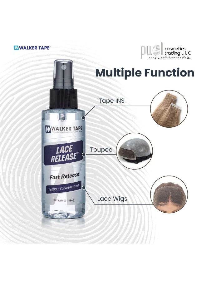 Walker Tape® Lace Release Adhesive Remover 4oz – Alcohol-Based Hair System Cleaner for Wigs, Toupees & Mesh Systems – Gentle on Skin, Residue-Free Removal, Professional Wig Care Solution – Safely Removes Lace Wig Tape Adhesive from Delicate Hairpieces & Hair Extensions, Wig Glue Remover Spray - Image 2