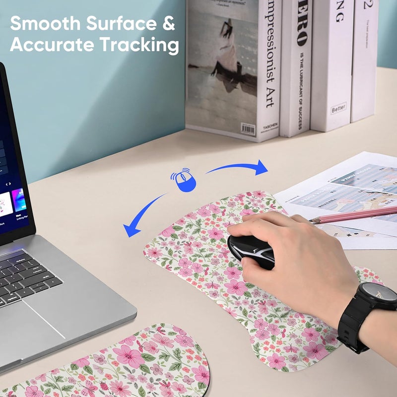 ICOLOR Keyboard Wrist Rest Pad Mouse Pad Set,Ergonomic Mouse Pad for Laptop Computer,Wrist Support Memory Foam Desk Pad for Gaming Office,Non Slip Rubber Mousepad Typing Relief Pain (Mousepad203) - Image 3
