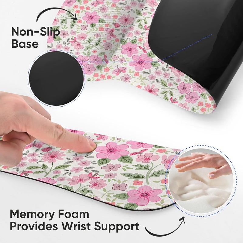 ICOLOR Keyboard Wrist Rest Pad Mouse Pad Set,Ergonomic Mouse Pad for Laptop Computer,Wrist Support Memory Foam Desk Pad for Gaming Office,Non Slip Rubber Mousepad Typing Relief Pain (Mousepad203) - Image 5