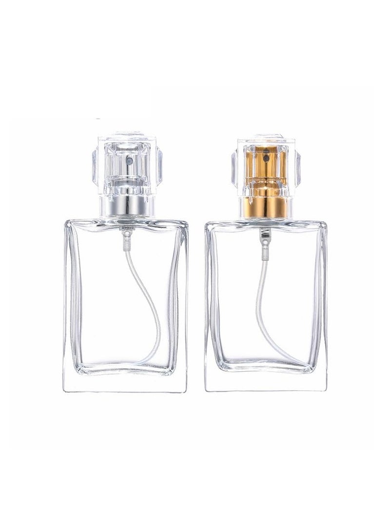 Excefore 2 Pack Clear Glass Perfume Bottle Atomizer, 30ml Refillable Spray Perfume Bottles, Travel Perfume Dispenser(30ML, Gold & Silver) - Image 1