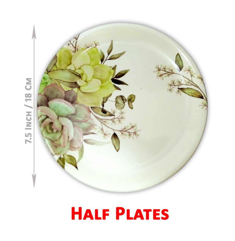 BHOJANWARE Perfect for Dinning- 24 Piece Melamine Dinner Set Includes 6 Full Plates, 6 Bowls, 6 Half Plates and 6 Spoons - Image 2