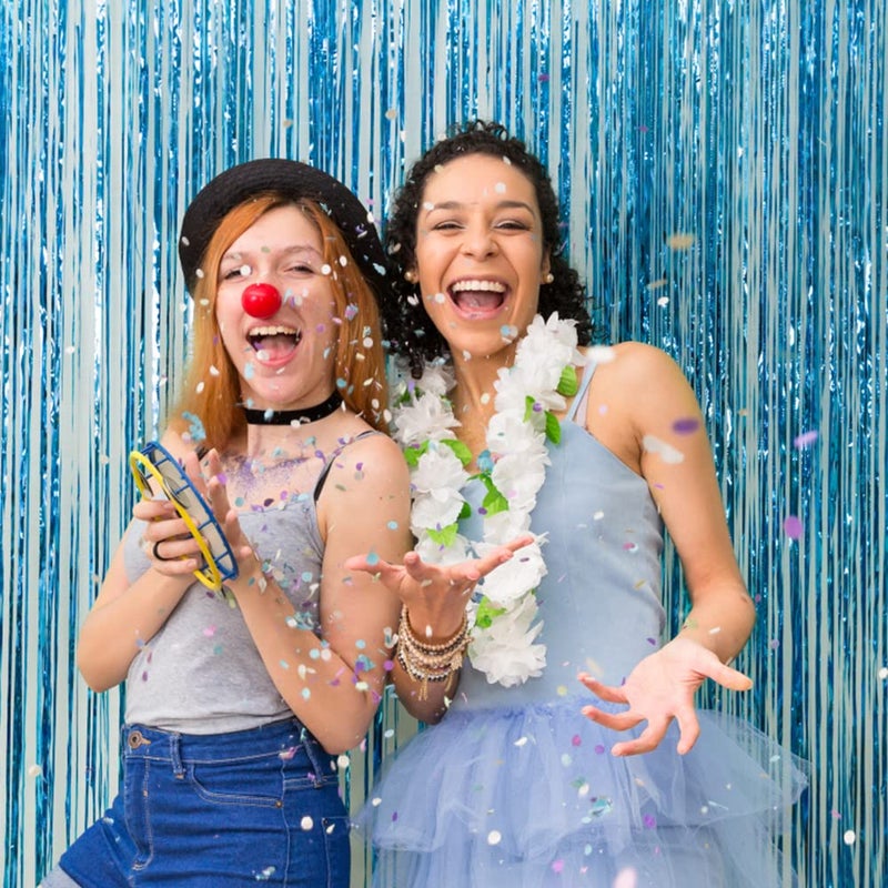 AMONE 3 Pack Blue Backdrop Party Streamers Ocean Themed Decor Birthday Party Decorations Foil Fringe Backdrop Curtain Graduation Baby Shower Bachelorette Winter Holiday Party Decorations Supplies - Image 3